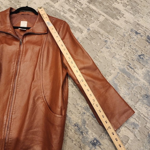 Roaman's 100% Leather Brown Zip Jacket Size 14W - Picture 10 of 16